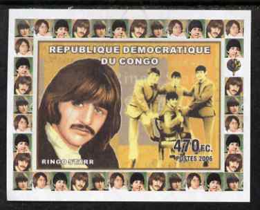 Congo 2006 The Beatles #4 Ringo Starr imperf sheetlet cto used, stamps on personalities, stamps on music, stamps on pops, stamps on beatles, stamps on rock