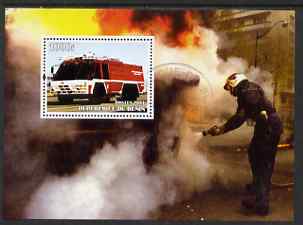 Benin 2004 Fire Engines #4 perf m/sheet fine cto used, stamps on , stamps on  stamps on fire