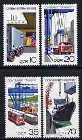 Germany - East 1978 Container Goods Traffic perf set of 4 unmounted mint, SG E2037-40, stamps on , stamps on  stamps on trucks, stamps on  stamps on ships, stamps on  stamps on railways