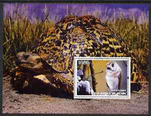 Benin 2004 Owls & Tortoises perf s/sheet #2 fine cto used, stamps on , stamps on  stamps on birds, stamps on  stamps on birds of prey, stamps on  stamps on owls, stamps on  stamps on tortoises, stamps on  stamps on animals, stamps on  stamps on reptiles