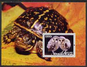 Benin 2004 Owls & Tortoises perf s/sheet #3 fine cto used, stamps on , stamps on  stamps on birds, stamps on  stamps on birds of prey, stamps on  stamps on owls, stamps on  stamps on tortoises, stamps on  stamps on animals, stamps on  stamps on reptiles