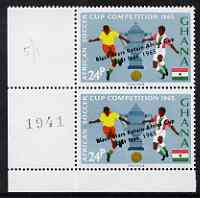 Ghana 1966 Black Stars Victory overprint on African Soccer Cup Competition 24p marginal pair, one stamp with variety 'dot missing after Nov' unmounted mint, SG 414c, stamps on , stamps on  stamps on football, stamps on  stamps on sport