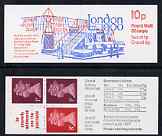 Great Britain 1979-80 London 1980 10p booklet complete including 'Circular retouch inside loop of 8' on 8p, R2/1, SG spec UMFB11f, stamps on 