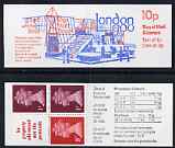 Great Britain 1979-80 London 1980 10p booklet complete including Vert scratch behind Queens Neck on 1p, R1/2, SG UMFB11var, stamps on 