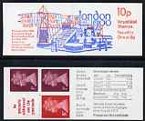 Great Britain 1979-80 London 1980 10p booklet complete including 'Flaw below bust' on 1p, R1/2, SG UMFB11var, stamps on 