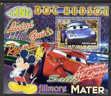 Benin 2007 Disney's Lightning McQueen #2 perf m/sheet showing Sally fine cto used, stamps on disney, stamps on films, stamps on cinema, stamps on movies, stamps on cartoons, stamps on cars