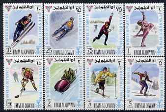 Umm Al Qiwain 1968 Grenoble Olympic Games perf set of 8 unmounted mint, Mi 233-40, stamps on , stamps on  stamps on olympics, stamps on  stamps on sport, stamps on  stamps on skiing, stamps on  stamps on ice-skating, stamps on  stamps on ice hockey, stamps on  stamps on bobsled 