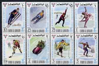 Umm Al Qiwain 1968 Grenoble Olympic Games perf set of 8 unmounted mint, Mi 233-40, stamps on olympics, stamps on sport, stamps on skiing, stamps on ice-skating, stamps on ice hockey, stamps on bobsled 