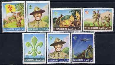 Ras Al Khaima 1967 12th World Scout Jamboree perf set of 7 unmounted mint, Mi 188-94, stamps on scouts