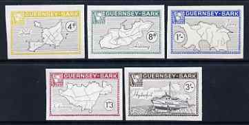 Guernsey - Sark 1965 Definitives imperf set of 5 (4 Maps & Hydrofoil) unmounted mint, Rosen CS 62a-66a, stamps on maps, stamps on ships