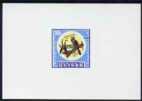 Guinea - Conakry 1980s Cormorant 200f imperf colour trial deluxe sheet (blue background) on ungummed paper (probably an essay as this design was never issued), stamps on birds, stamps on cormorants
