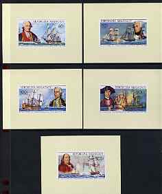 Malagasy Republic 1976 USA Bicentenary (1st issue) the set of 5 imperf deluxe sheets unmounted mint, as SG 305-309, stamps on americana, stamps on ships, stamps on battles