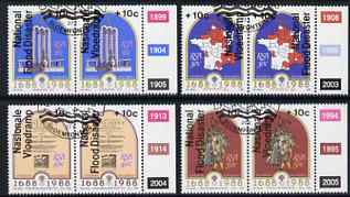 South Africa 1988 National Flood Relief overprint on Huguenots set of 4 se-tenant pairs fine used, SG 641-48, stamps on environment, stamps on disasters, stamps on religion, stamps on weather, stamps on flood