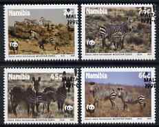 Namibia 1991 WWF - Endangered Species - Zebra set of 4 used with special cancellation, SG 572-75, stamps on animals, stamps on zebra, stamps on wwf  , stamps on  wwf , stamps on 