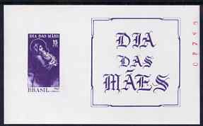 Brazil 1967 Mothers Day (Madonna & Child) imperf m/sheet numbered in red, unmounted mint as SG MS1175, stamps on religion