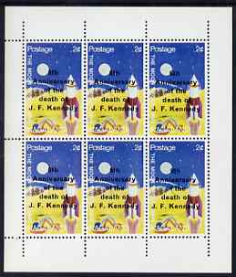 Nagaland 1969 6th Death Anniversary of J F Kennedy opt on 2c Moon Programme complete perf sheetlet of 6 unmounted mint