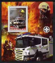 Benin 2007 Fire Fighters #1 perf m/sheet with Scout Logo, unmounted mint, stamps on , stamps on  stamps on scouts, stamps on  stamps on fire