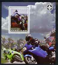 Benin 2007 Motorcycles #1 perf m/sheet with Scout Logo, unmounted mint, stamps on , stamps on  stamps on scouts, stamps on  stamps on motorbikes