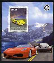 Palestine (PNA) 2007 Ferrari Cars perf m/sheet with Scout Logo, unmounted mint. Note this item is privately produced and is offered purely on its thematic appeal, stamps on , stamps on  stamps on scouts, stamps on  stamps on ferrari, stamps on  stamps on cars