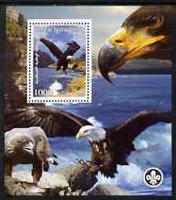 Palestine (PNA) 2007 Eagles perf m/sheet with Scout Logo, unmounted mint. Note this item is privately produced and is offered purely on its thematic appeal, stamps on scouts, stamps on eagles, stamps on birds, stamps on birds of prey
