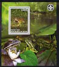 Benin 2007 Frogs & Toads perf m/sheet with Scout Logo, unmounted mint, stamps on scouts, stamps on frogs, stamps on amphibians
