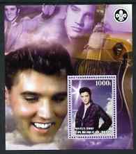 Benin 2007 Elvis Presley #2 perf m/sheet with Scout Logo, unmounted mint, stamps on , stamps on  stamps on scouts, stamps on  stamps on elvis, stamps on  stamps on personlities, stamps on  stamps on music