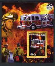 Benin 2007 Fire Fighters #2 perf m/sheet with Scout Logo, unmounted mint, stamps on , stamps on  stamps on scouts, stamps on  stamps on fire