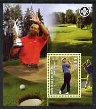 Benin 2007 Tiger Woods perf m/sheet with Scout Logo, unmounted mint, stamps on , stamps on  stamps on scouts, stamps on  stamps on sport, stamps on  stamps on golf, stamps on  stamps on personalities