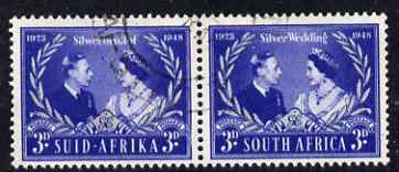 South Africa 1948 KG6 Royal Silver Wedding bi-lingual horizontal pair fine used, SG 125, stamps on , stamps on  stamps on royalty, stamps on  stamps on silver wedding, stamps on  stamps on  kg6 , stamps on  stamps on 