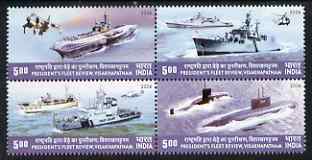 India 2006 Review of the Fleet perf se-tenant block of 4 unmounted mint, stamps on , stamps on  stamps on ships, stamps on  stamps on submarines, stamps on  stamps on flat-tops, stamps on  stamps on aviation, stamps on  stamps on helicopters