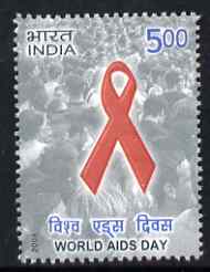 India 2006 World AIDS day 5r unmounted mint, stamps on , stamps on  stamps on medical, stamps on  stamps on diseases, stamps on  stamps on aids