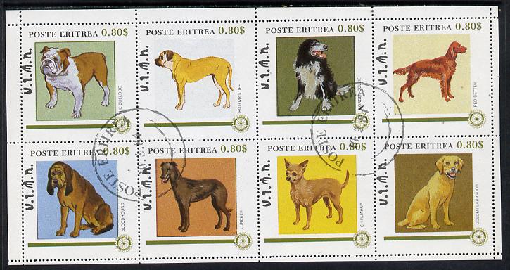 Eritrea 1984 Rotary - Dogs perf set of 8 cto used, stamps on , stamps on  stamps on animals  dogs  rotary   bulldog   bullmastiff   collie   red-setter   bloodhound   lurcher   chihuahua   labrador