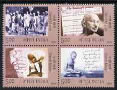 India 2005 75th Anniversary of Dandi March perf se-tenant block of 4 unmounted mint, SG 2266-69, stamps on constitutions, stamps on gandhi, stamps on newspapers, stamps on maps, stamps on personalities