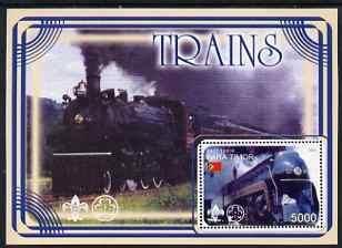 Timor 2001 Trains #2 perf m/sheet fine cto used, stamps on railways