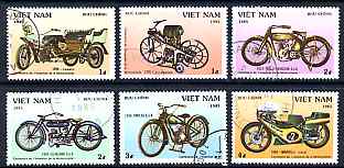 Vietnam 1985 Centenary of Motor Cycle perf set of 6 values only fine cto used, SG 828-33, stamps on , stamps on  stamps on motorbikes