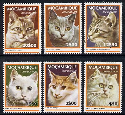 Mozambique 1979 Domestic Cats set of 6  unmounted mint SG 740-45, stamps on , stamps on  stamps on animals  cats