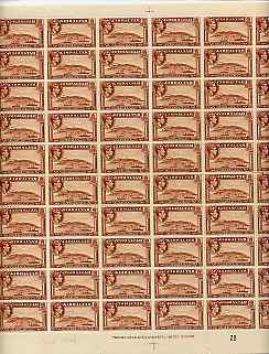 Gibraltar 1938-51 KG6 1d P13 red-brown (wmk upr) complete folded sheet of 60 unmounted mint, SG 122d, stamps on , stamps on  kg6 , stamps on 