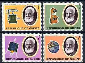 Guinea - Conakry 1976 Telephone Centenary perf set of 4 unmounted mint, SG 907-10, stamps on , stamps on  stamps on communications, stamps on  stamps on science, stamps on  stamps on space, stamps on  stamps on telephones, stamps on  stamps on scots, stamps on  stamps on scotland