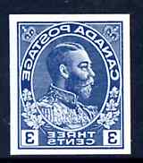 Canada 1911-22 KG5 3c Admiral design slightly enlarged and reversed in blue on thin card, imperf Printing trial essay for the Victory-Kidder machine (ex ABNCo archives), stamps on , stamps on  kg5 , stamps on 