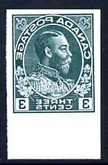 Canada 1911-22 KG5 3c Admiral design slightly enlarged and reversed in green on thin card, imperf Printing trial essay for the Victory-Kidder machine (ex ABNCo archives), stamps on , stamps on  stamps on , stamps on  stamps on  kg5 , stamps on  stamps on 