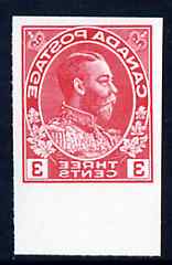 Canada 1911-22 KG5 3c Admiral design slightly enlarged and reversed in red on thin card, imperf Printing trial essay for the Victory-Kidder machine (ex ABNCo archives), stamps on , stamps on  kg5 , stamps on 