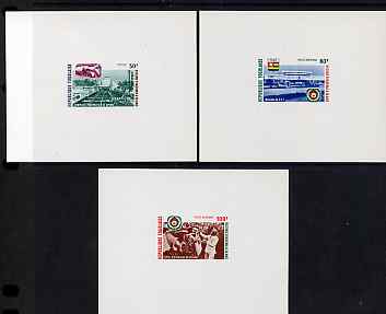 Togo 1977 10th Anniversary of Eyadema Regime set of 3 individual deluxe die proofs in issued colours as SG 1181-83, stamps on mining, stamps on constitutions