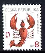 Czech Republic 1998-2001 Signs of the Zodiac - 8k Cancer the Crab unmounted mint SG 212, stamps on zodiac, stamps on astrology, stamps on crabs, stamps on marine life, stamps on zodiacs