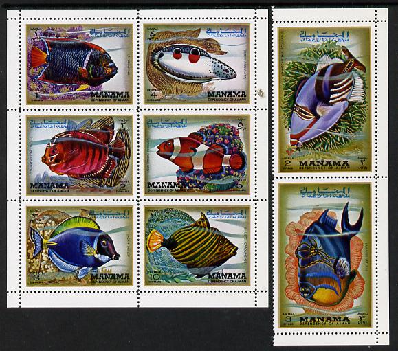 Manama 1972 Tropical Fish perf set of 8 unmounted mint (Mi 777-84A), stamps on , stamps on  stamps on fish     marine-life