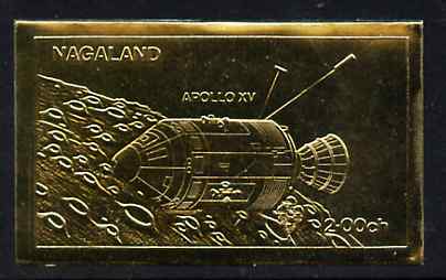 Nagaland 1972 Apollo 15 2ch value embossed in gold foil (imperf) unmounted mint, stamps on , stamps on  stamps on space