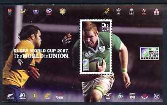 Ireland 2007 Rugby World Cup 55c perf m/sheet (Paul O'Connell) unmounted mint, stamps on , stamps on  stamps on sport, stamps on  stamps on rugby