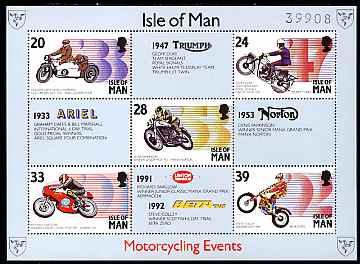 Isle of Man 1993 Manx Motor Cycling Events perf m/sheet unmounted mint SG MS 572, stamps on , stamps on  stamps on motorbikes, stamps on  stamps on sport