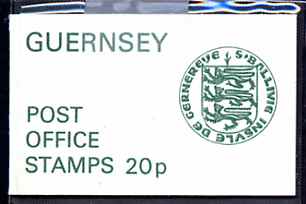 Booklet - Guernsey 1977 Arms 20p booklet (green on white cover in plastic wallet) SG SB15