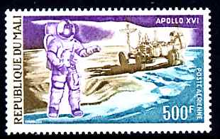 Mali 1972 Moon Flight of Apollo 16, 500f unmounted mint SG 334, stamps on space, stamps on apollo, stamps on moon