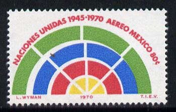 Mexico 1970 UN 25th Anniversary 80c unmounted mint with fine shift of green, SG 1214*, stamps on , stamps on  stamps on united-nations